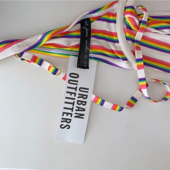 Urban Outfitters Out From Under Ivy Printed Retro Rainbow Stripe Bikini Top New - Picture 11 of 12